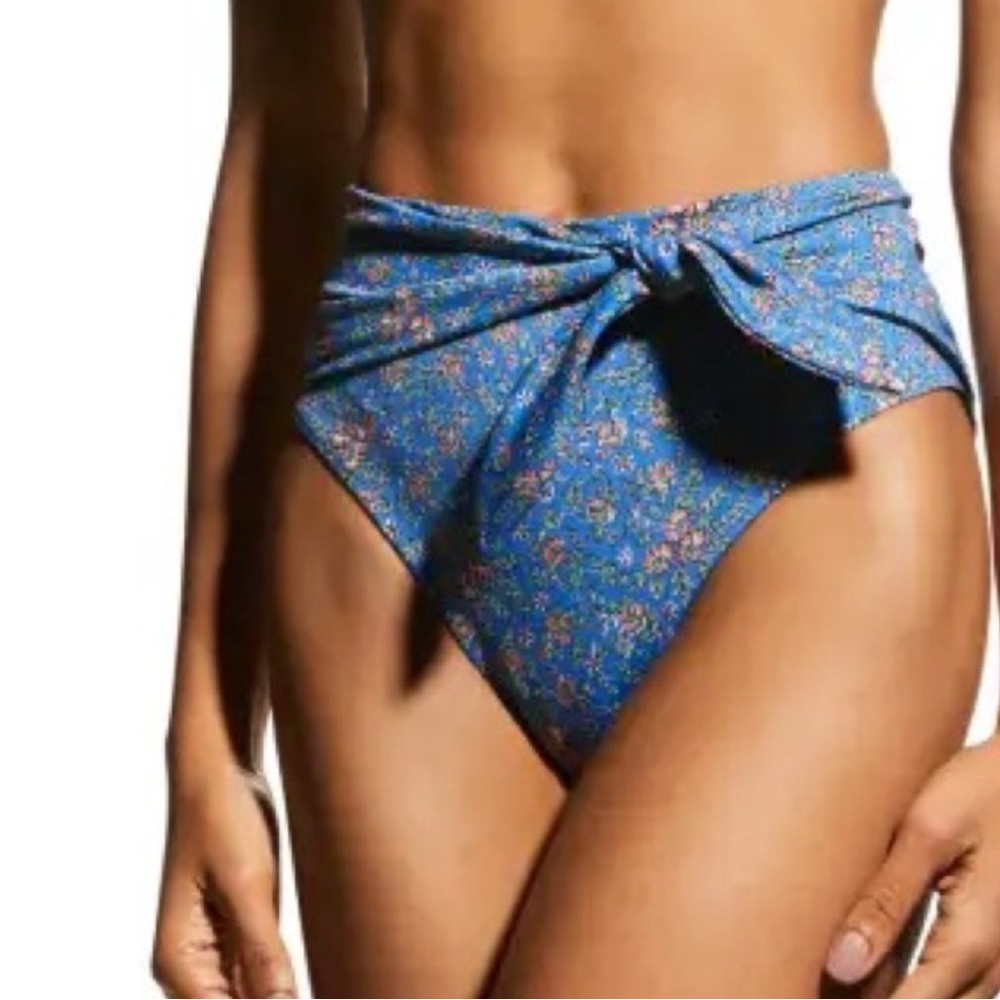 Veronica Beard Swim Azoia Bikini Bottom Blue Floral Size Small NWT
